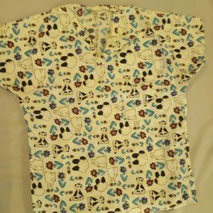 Medical scrub top featuring puppies size small